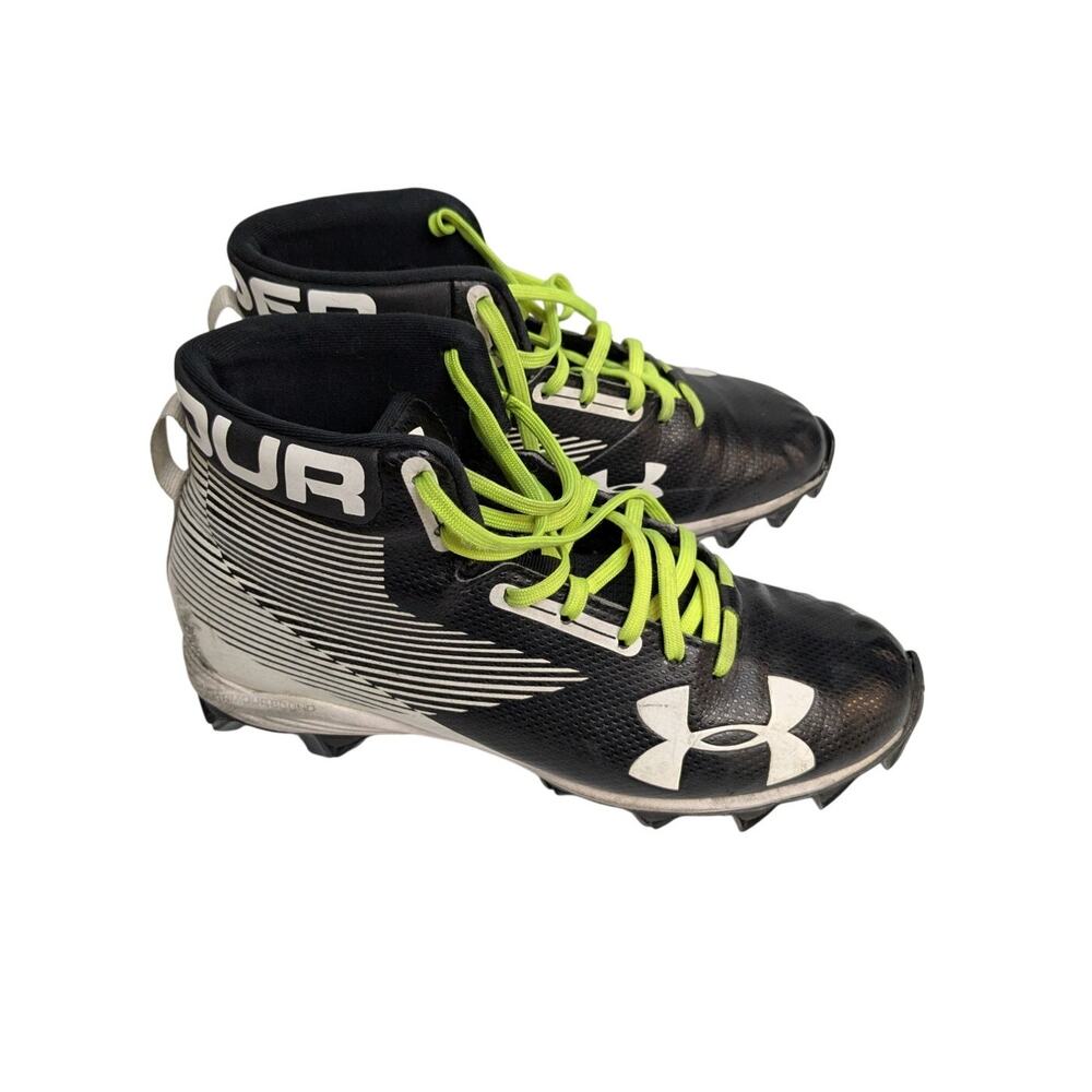 Under Armour Football Cleats UA Hammer Mid RM Black White Neon US Men's Size 6.5
